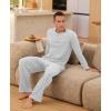 imageNITAGUT Mens Pajama Set Henley Collar Loungewear Long Sleeved Buttoned Sleepwear 2 Piece Pjs with PocketsGrey
