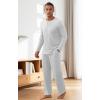 imageNITAGUT Mens Pajama Set Henley Collar Loungewear Long Sleeved Buttoned Sleepwear 2 Piece Pjs with PocketsGrey