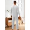imageNITAGUT Mens Pajama Set Henley Collar Loungewear Long Sleeved Buttoned Sleepwear 2 Piece Pjs with PocketsGrey
