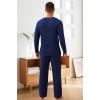 imageNITAGUT Mens Pajama Set Henley Collar Loungewear Long Sleeved Buttoned Sleepwear 2 Piece Pjs with PocketsNavy Blue
