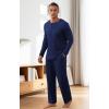 imageNITAGUT Mens Pajama Set Henley Collar Loungewear Long Sleeved Buttoned Sleepwear 2 Piece Pjs with PocketsNavy Blue