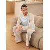 imageNITAGUT Mens Pajama Set Long Sleeve Sleepwear 2 Piece Loungewear with Pockets Soft Comfy NightwearBeige