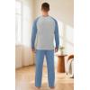 imageNITAGUT Mens Pajama Set Long Sleeve Sleepwear 2 Piece Loungewear with Pockets Soft Comfy NightwearBlue