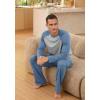 imageNITAGUT Mens Pajama Set Long Sleeve Sleepwear 2 Piece Loungewear with Pockets Soft Comfy NightwearBlue