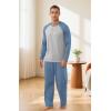 imageNITAGUT Mens Pajama Set Long Sleeve Sleepwear 2 Piece Loungewear with Pockets Soft Comfy NightwearBlue