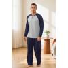imageNITAGUT Mens Pajama Set Long Sleeve Sleepwear 2 Piece Loungewear with Pockets Soft Comfy NightwearNavy Blue