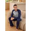 imageNITAGUT Mens Pajama Set Long Sleeve Sleepwear 2 Piece Loungewear with Pockets Soft Comfy NightwearNavy Blue