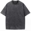 imageNITAGUT Mens Oversized Cotton TShirts Vintage Unisex Short Sleeves Loose Streetwear Casual Wash Solid Basic Tops Tee01black