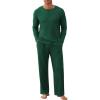 imageNITAGUT Mens Pajama Set Henley Collar Loungewear Long Sleeved Buttoned Sleepwear 2 Piece Pjs with PocketsGreen