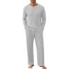 imageNITAGUT Mens Pajama Set Henley Collar Loungewear Long Sleeved Buttoned Sleepwear 2 Piece Pjs with PocketsGrey