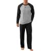 imageNITAGUT Mens Pajama Set Long Sleeve Sleepwear 2 Piece Loungewear with Pockets Soft Comfy NightwearBlack