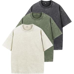 imageNITAGUT Mens Oversized Cotton TShirts Vintage Unisex Short Sleeves Loose Streetwear Casual Wash Solid Basic Tops TeeBlackBeigeArmy Green