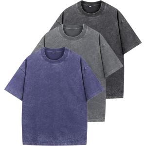 imageNITAGUT Mens Oversized Cotton TShirts Vintage Unisex Short Sleeves Loose Streetwear Casual Wash Solid Basic Tops TeeBlackGrayBlue