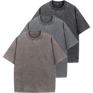imageNITAGUT Mens Oversized Cotton TShirts Vintage Unisex Short Sleeves Loose Streetwear Casual Wash Solid Basic Tops TeeBlackGrayKhaki