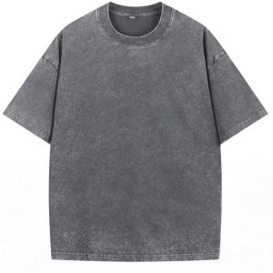 imageNITAGUT Mens Oversized Cotton TShirts Vintage Unisex Short Sleeves Loose Streetwear Casual Wash Solid Basic Tops TeeGray