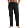 imageNITAGUT Mens Linen Pants Casual Elastic Waist Drawstring Lightweight Summer Beach Trousers with PocketsBlack