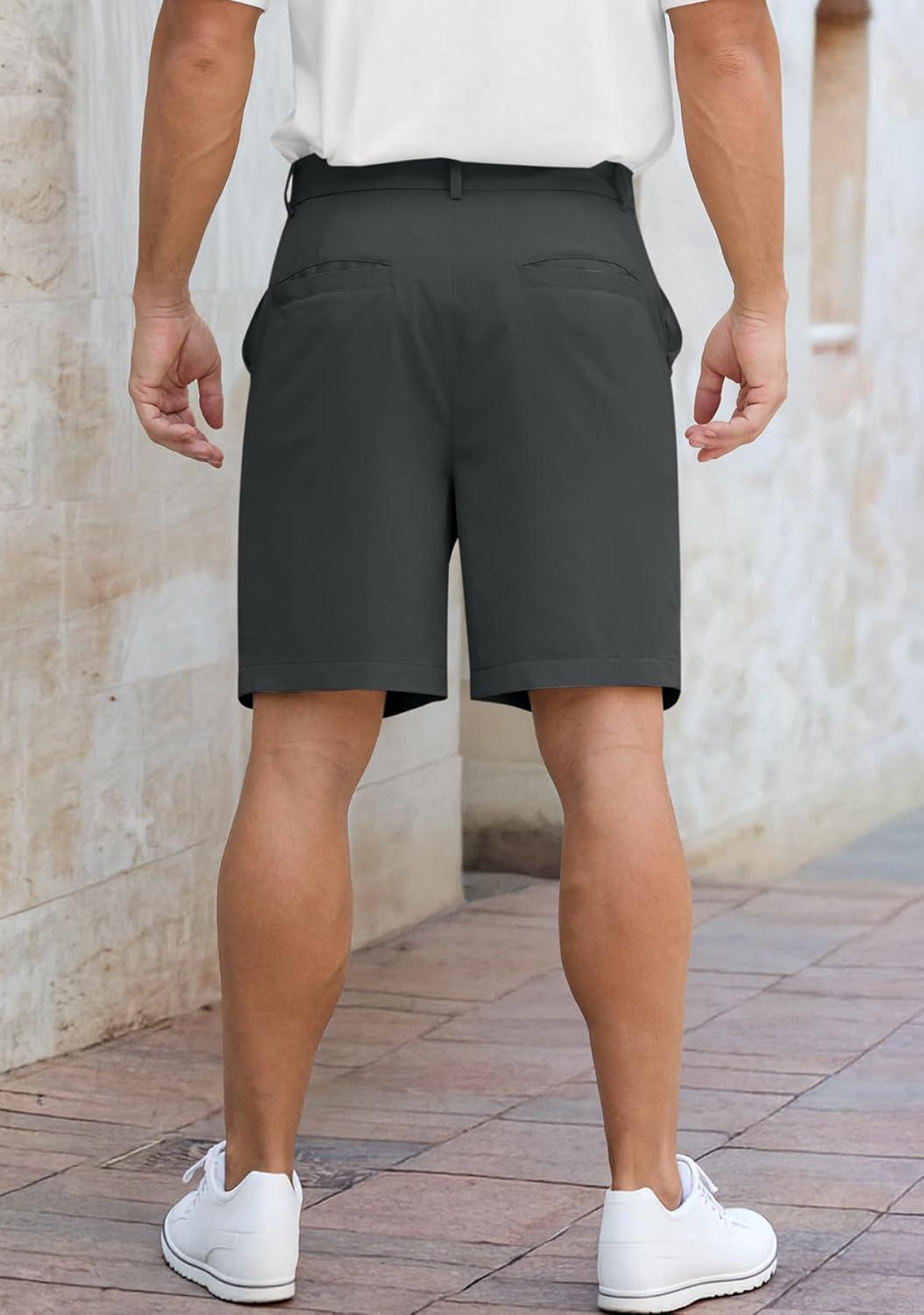 image:imageNITAGUT Mens Lightweight Casual Shorts 7 Golf Summer Shorts Breathable Stretch Work Flat Front Shorts with MultiPocketDark Grey