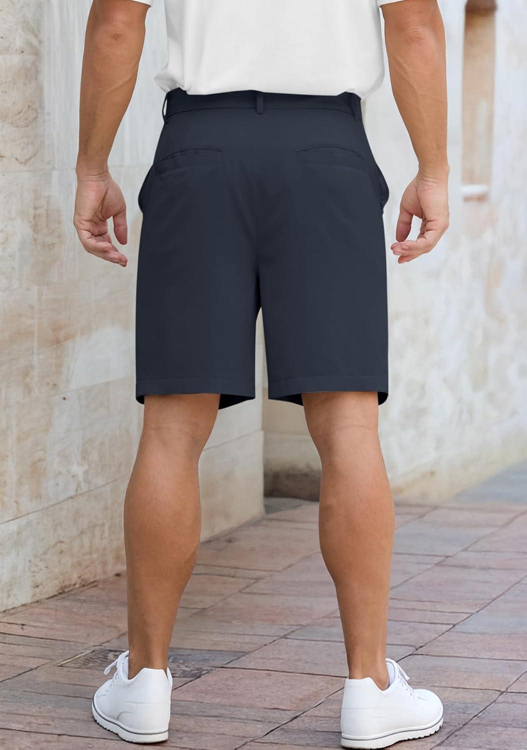image:imageNITAGUT Mens Lightweight Casual Shorts 7 Golf Summer Shorts Breathable Stretch Work Flat Front Shorts with MultiPocketNavy Blue
