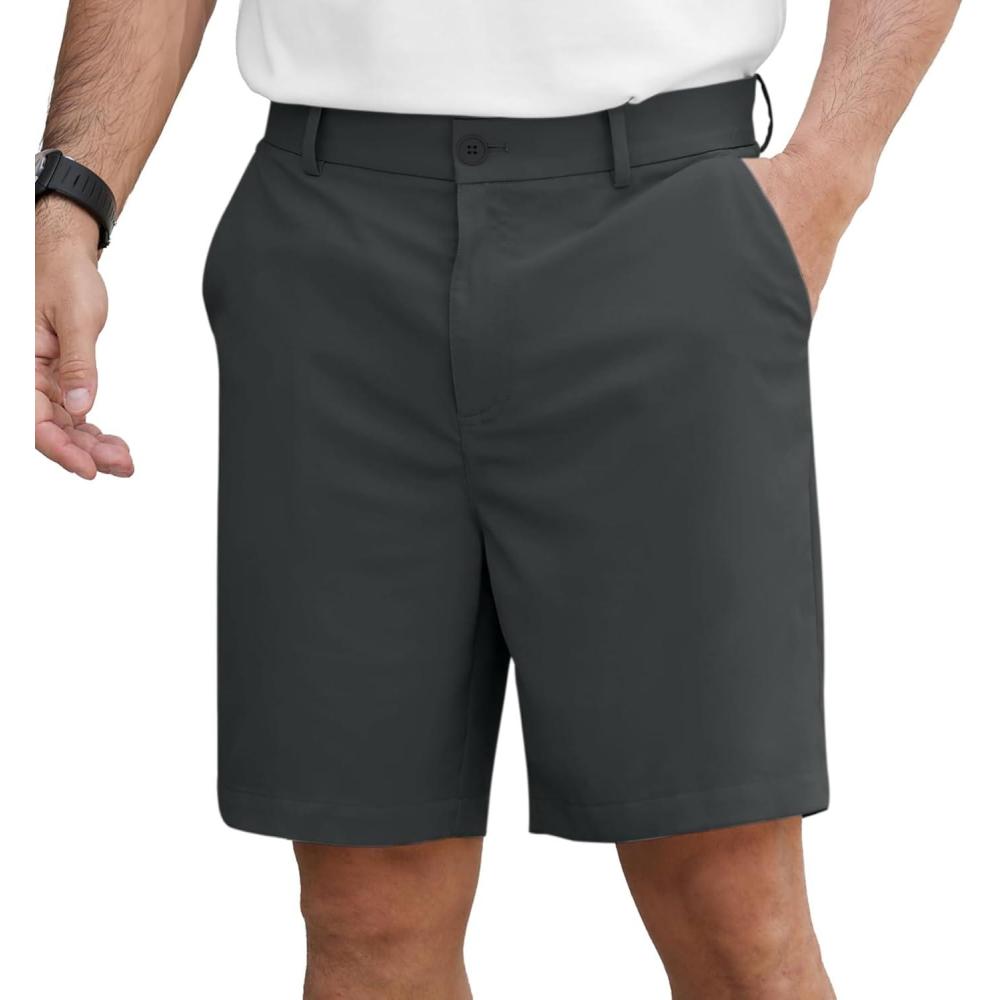 image:imageNITAGUT Mens Lightweight Casual Shorts 7 Golf Summer Shorts Breathable Stretch Work Flat Front Shorts with MultiPocketDark Grey