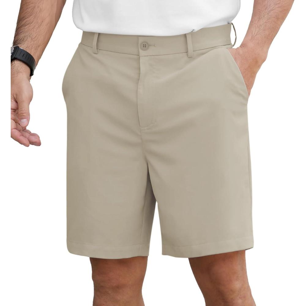 image:imageNITAGUT Mens Lightweight Casual Shorts 7 Golf Summer Shorts Breathable Stretch Work Flat Front Shorts with MultiPocketGrey Beige