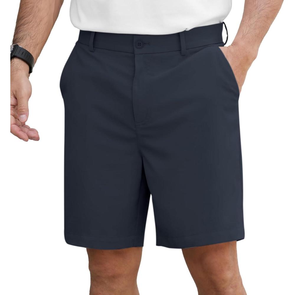 image:imageNITAGUT Mens Lightweight Casual Shorts 7 Golf Summer Shorts Breathable Stretch Work Flat Front Shorts with MultiPocketNavy Blue