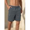 image:imageNITAGUT Mens Cargo Shorts 7 Casual Drawstring Elastic Waist Summer Vacation Shorts with Utility Flap PocketsGrey