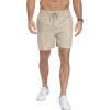 image:imageNITAGUT Mens Casual Cotton Shorts  55 Elastic Waist Drawstring Summer Beach Lightweight Shorts with PocketsBeige