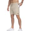 image:imageNITAGUT Mens Casual Cotton Shorts  55 Elastic Waist Drawstring Summer Beach Lightweight Shorts with PocketsBeige
