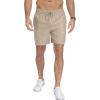 image:imageNITAGUT Mens Casual Cotton Shorts  55 Elastic Waist Drawstring Summer Beach Lightweight Shorts with PocketsKhaki