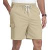 image:imageNITAGUT Mens Cargo Shorts 7 Casual Drawstring Elastic Waist Summer Vacation Shorts with Utility Flap PocketsKhaki