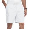 image:imageNITAGUT Mens Cargo Shorts 7 Casual Drawstring Elastic Waist Summer Vacation Shorts with Utility Flap PocketsWhite
