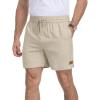 image:imageNITAGUT Mens Casual Cotton Shorts  55 Elastic Waist Drawstring Summer Beach Lightweight Shorts with PocketsBeige
