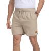 image:imageNITAGUT Mens Casual Cotton Shorts  55 Elastic Waist Drawstring Summer Beach Lightweight Shorts with PocketsKhaki