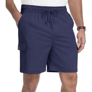 image:imageNITAGUT Mens Cargo Shorts 7 Casual Drawstring Elastic Waist Summer Vacation Shorts with Utility Flap PocketsBlue