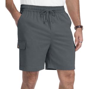 image:imageNITAGUT Mens Cargo Shorts 7 Casual Drawstring Elastic Waist Summer Vacation Shorts with Utility Flap PocketsGrey