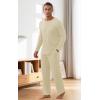 image:imageNITAGUT Mens Pajama Set Henley Collar Loungewear Long Sleeved Buttoned Sleepwear 2 Piece Pjs with PocketsBeige