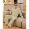 image:imageNITAGUT Mens Pajama Set Henley Collar Loungewear Long Sleeved Buttoned Sleepwear 2 Piece Pjs with PocketsBeige