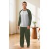 image:imageNITAGUT Mens Pajama Set Long Sleeve Sleepwear 2 Piece Loungewear with Pockets Soft Comfy NightwearArmy Green