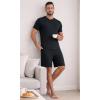 image:imageNITAGUT Mens Summer Pajama Set Lightweight Loungewear Short Sleeve Henley Top amp Sleep Shorts 2 Piece Stretch Lounge SetBlack
