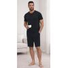 image:imageNITAGUT Mens Summer Pajama Set Lightweight Loungewear Short Sleeve Henley Top amp Sleep Shorts 2 Piece Stretch Lounge SetBlack
