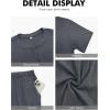 image:imageNITAGUT Mens Summer Pajama Set Lightweight Loungewear Short Sleeve Henley Top amp Sleep Shorts 2 Piece Stretch Lounge SetDark Grey