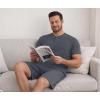 image:imageNITAGUT Mens Summer Pajama Set Lightweight Loungewear Short Sleeve Henley Top amp Sleep Shorts 2 Piece Stretch Lounge SetDark Grey