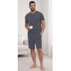image:imageNITAGUT Mens Summer Pajama Set Lightweight Loungewear Short Sleeve Henley Top amp Sleep Shorts 2 Piece Stretch Lounge SetDark Grey