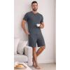 image:imageNITAGUT Mens Summer Pajama Set Lightweight Loungewear Short Sleeve Henley Top amp Sleep Shorts 2 Piece Stretch Lounge SetDark Grey