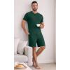 image:imageNITAGUT Mens Summer Pajama Set Lightweight Loungewear Short Sleeve Henley Top amp Sleep Shorts 2 Piece Stretch Lounge SetGreen