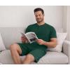 image:imageNITAGUT Mens Summer Pajama Set Lightweight Loungewear Short Sleeve Henley Top amp Sleep Shorts 2 Piece Stretch Lounge SetGreen