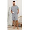 image:imageNITAGUT Mens Summer Pajama Set Lightweight Loungewear Short Sleeve Henley Top amp Sleep Shorts 2 Piece Stretch Lounge SetGrey