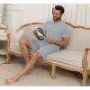 image:imageNITAGUT Mens Summer Pajama Set Lightweight Loungewear Short Sleeve Henley Top amp Sleep Shorts 2 Piece Stretch Lounge SetGrey