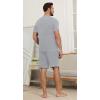 image:imageNITAGUT Mens Summer Pajama Set Lightweight Loungewear Short Sleeve Henley Top amp Sleep Shorts 2 Piece Stretch Lounge SetGrey