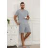 image:imageNITAGUT Mens Summer Pajama Set Lightweight Loungewear Short Sleeve Henley Top amp Sleep Shorts 2 Piece Stretch Lounge SetGrey